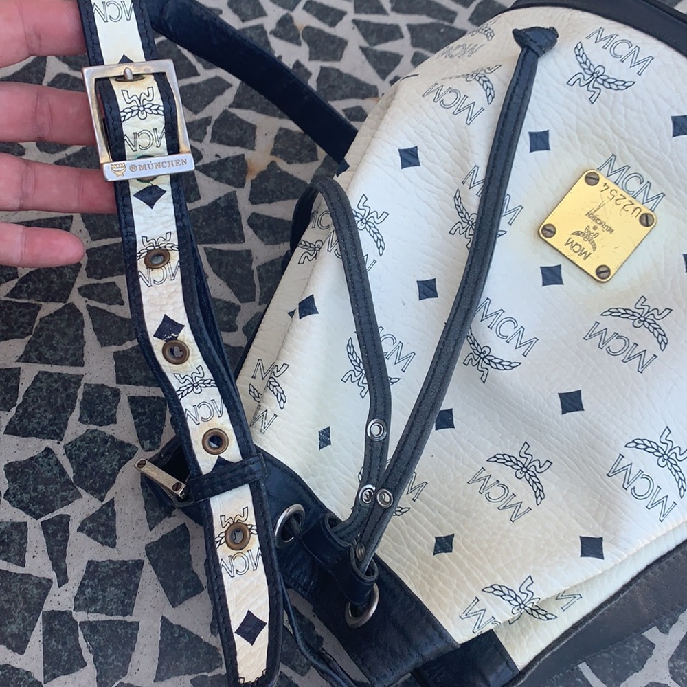 Mcm Visetos Coated Canvas Drawstring Shoulderbag - image 7